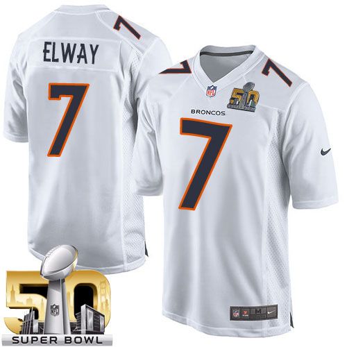 Nike Broncos #7 John Elway White Super Bowl 50 Youth Stitched NFL Game Event Jersey